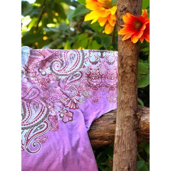 Style & Co. Sport Women's 1X Multicolor Floral Short Sleeve Top Casual T-Shirt - Picture 4 of 6